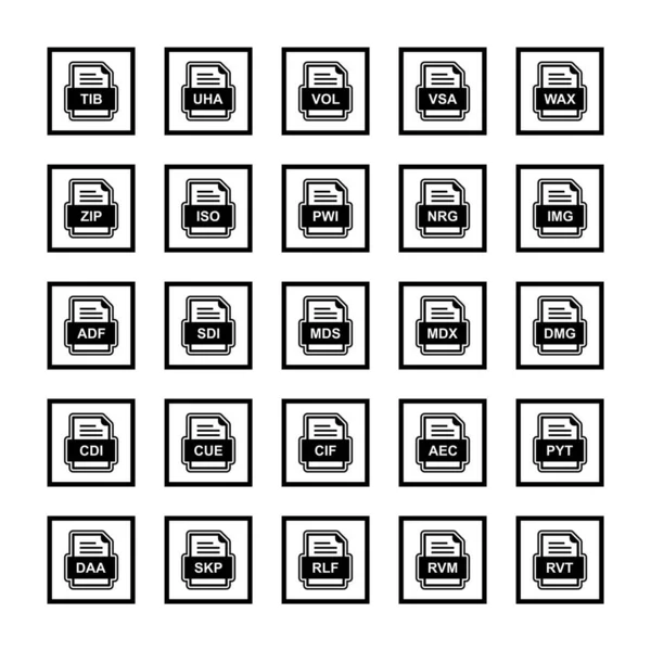 Set Von Symbolen Für Dateiformate — Stockvektor