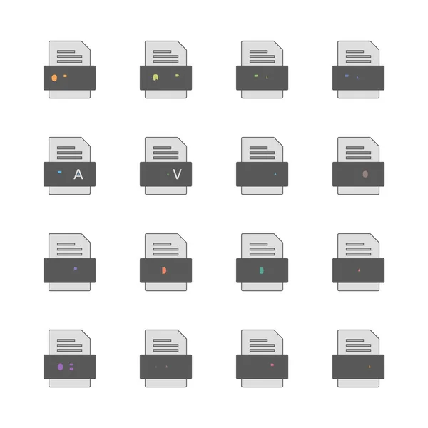 Set Von Symbolen Für Dateiformate — Stockvektor