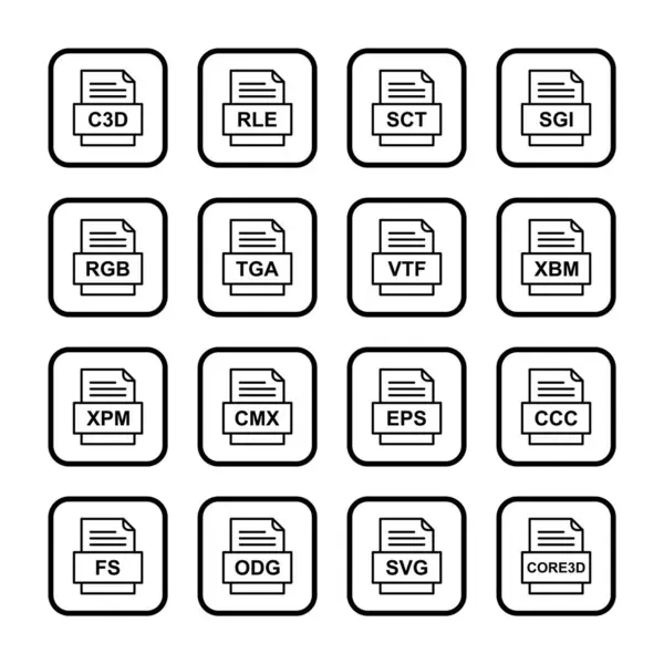 Set Von Symbolen Für Dateiformate — Stockvektor