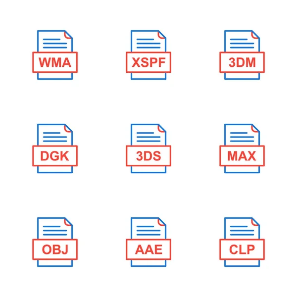 Set Icone Formati File — Vettoriale Stock