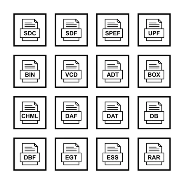 Uppsättning Filformat Ikoner — Stock vektor