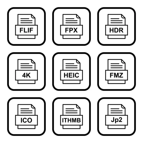 Set Icone Formati File — Vettoriale Stock