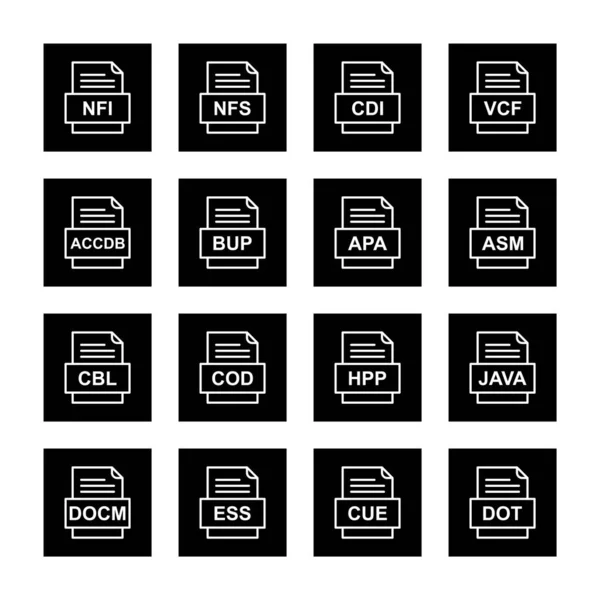 Set Von Symbolen Für Dateiformate — Stockvektor