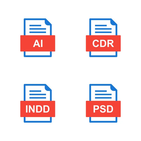 Set Von Symbolen Für Dateiformate — Stockvektor