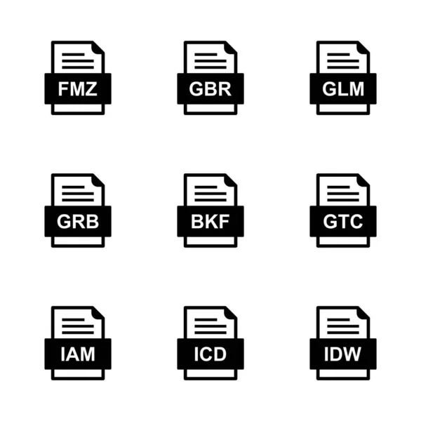 Set Von Symbolen Für Dateiformate — Stockvektor