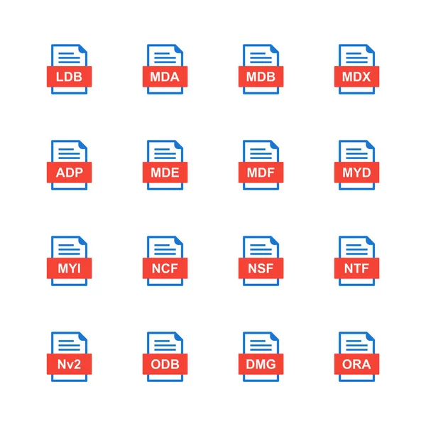 Set Von Symbolen Für Dateiformate — Stockvektor