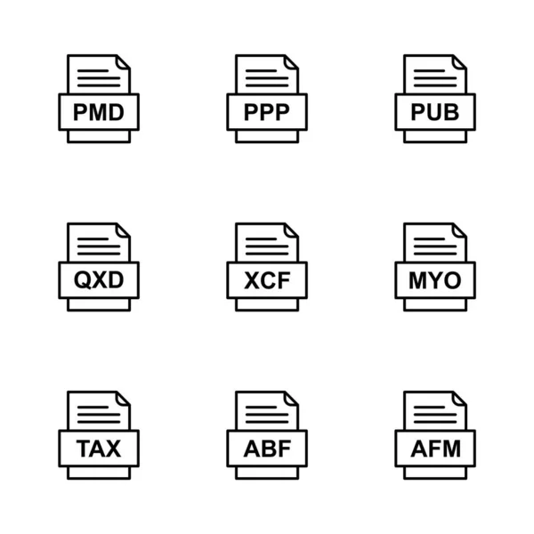 Set Von Symbolen Für Dateiformate — Stockvektor