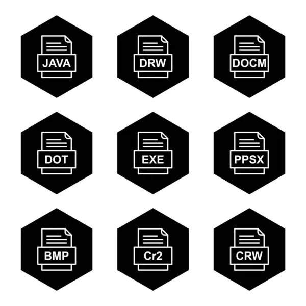 Set Von Symbolen Für Dateiformate — Stockvektor