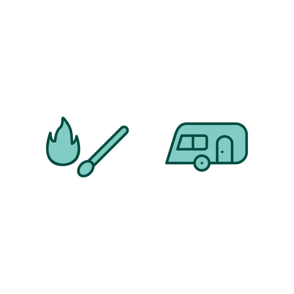 Set Von Camping Icons Auf Weißem Hintergrund Vektor Isolierte Elemente — Stockvektor