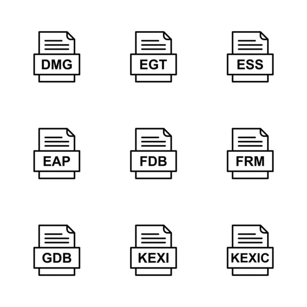 Set Icone Formati File — Vettoriale Stock