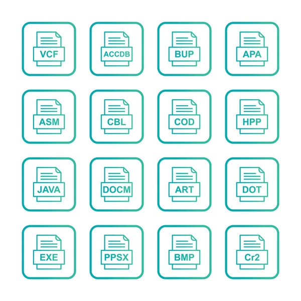 Ensemble Icônes Formats Fichiers — Image vectorielle