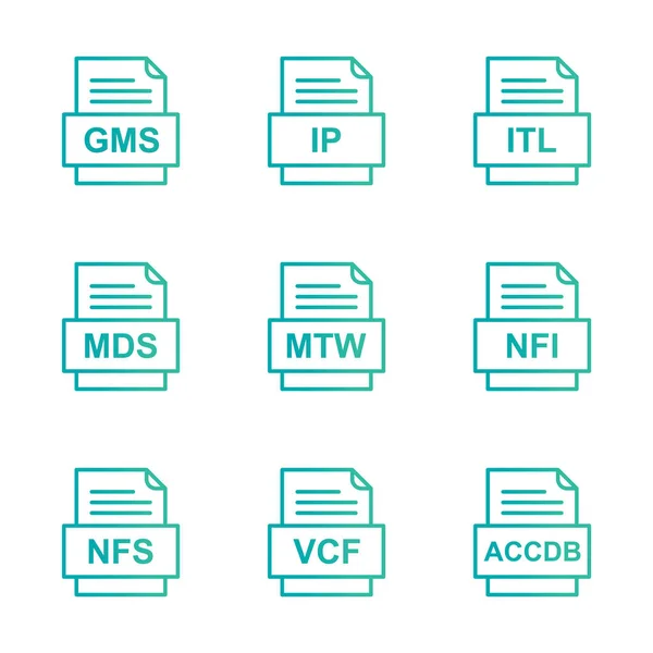 Set Icone Formati File — Vettoriale Stock