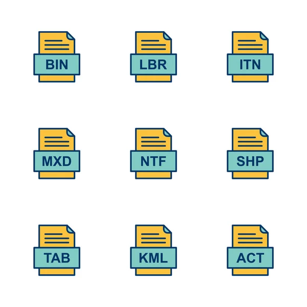 Conjunto Iconos Formatos Archivo — Archivo Imágenes Vectoriales