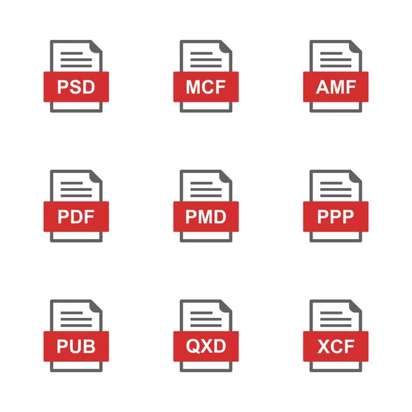 Conjunto Iconos Formatos Archivo — Archivo Imágenes Vectoriales