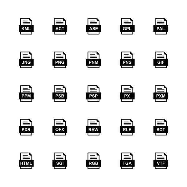 Set Von Symbolen Für Dateiformate — Stockvektor