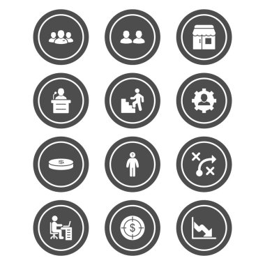 Beyaz Arkaplan Vektörü İzole Edilmiş Elementler Üzerine 12 İş Simgesi