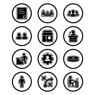 Beyaz Arkaplan Vektörü İzole Edilmiş Elementler Üzerine 12 İş Simgesi