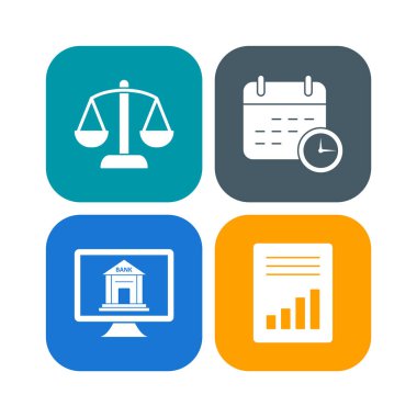  Kişisel ve Ticari Kullanım İçin Bankacılık 4 Simgesi...