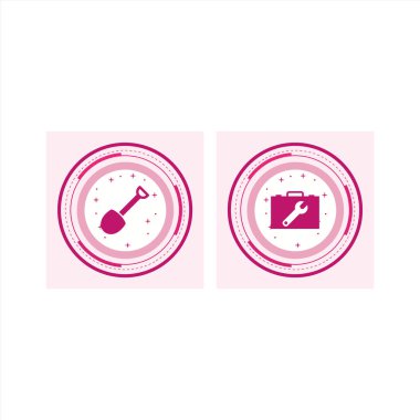 Beyaz arkaplanda 2 set inşaat simgesi izole edildi...