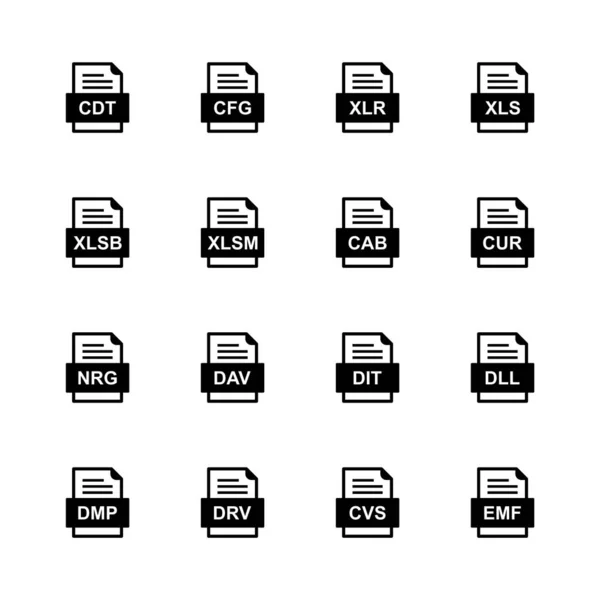 Ensemble Icônes Formats Fichiers — Image vectorielle