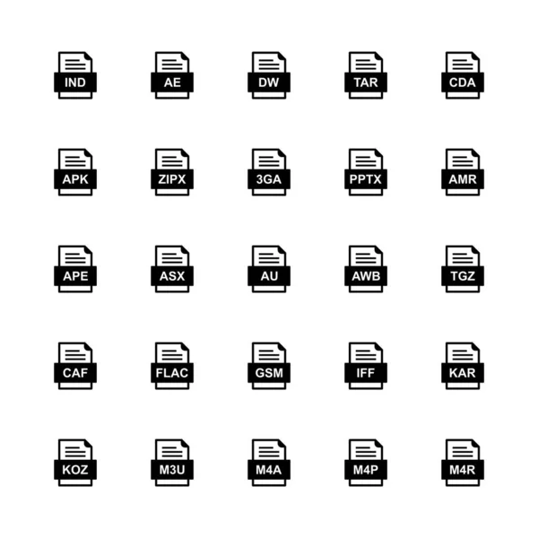 Set Von Symbolen Für Dateiformate — Stockvektor