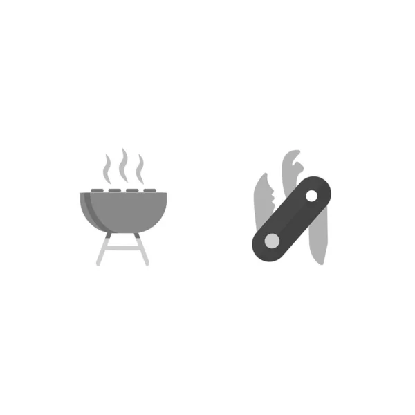 Camping Icons Geïsoleerd Witte Achtergrond — Stockvector