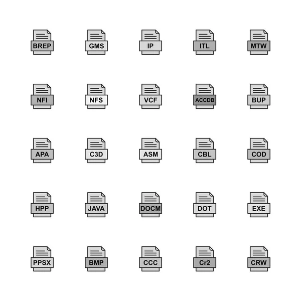 Ensemble Icônes Formats Fichiers — Image vectorielle