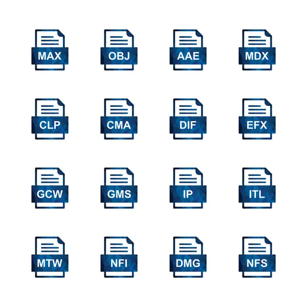 Set Von Symbolen Für Dateiformate — Stockvektor