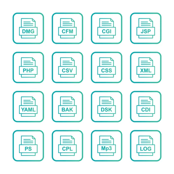 Conjunto Ícones Formatos Arquivo —  Vetores de Stock