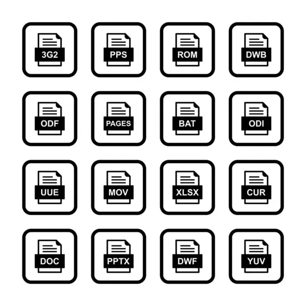 Set Von Symbolen Für Dateiformate — Stockvektor