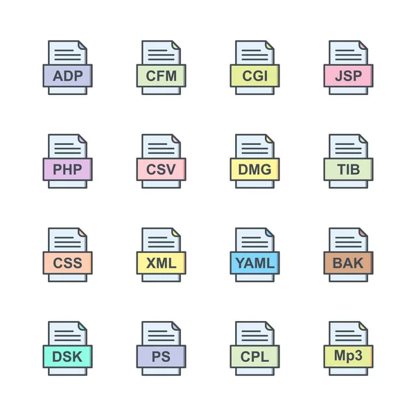 Conjunto Ícones Formatos Arquivo — Vetor de Stock