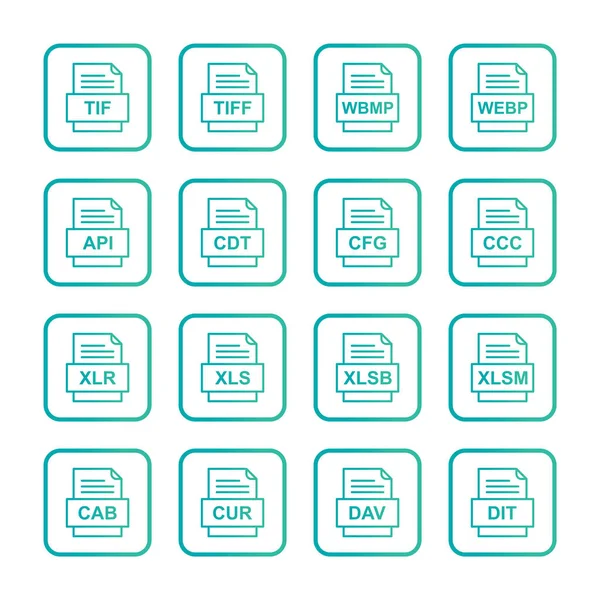 Ensemble Icônes Formats Fichiers — Image vectorielle