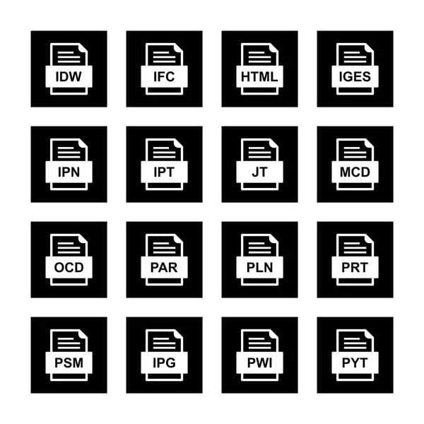 Ensemble Icônes Formats Fichiers — Image vectorielle