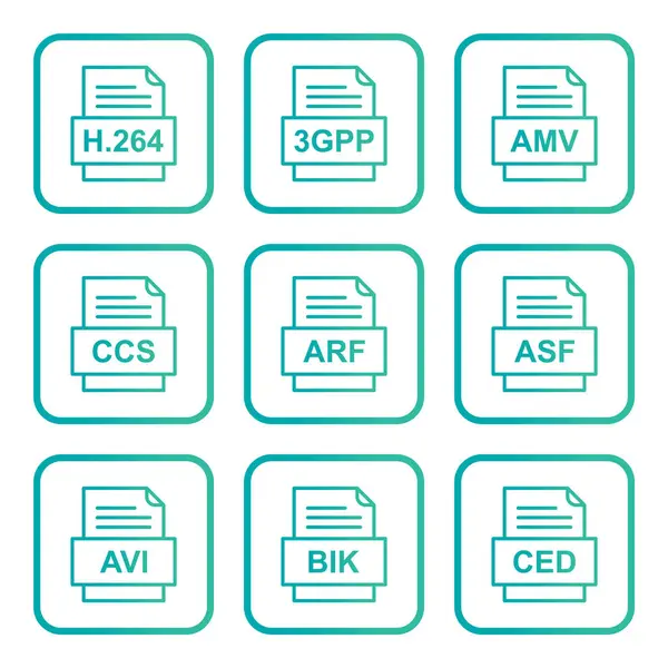 Набор Форматов Файлов Иконки — стоковый вектор