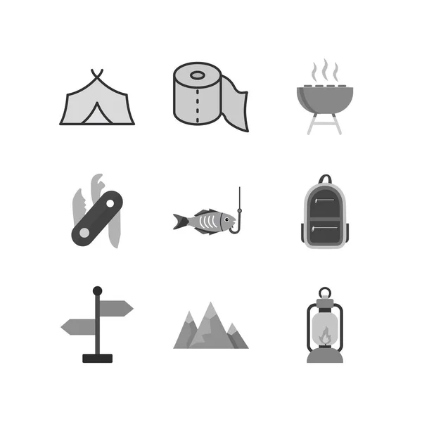 Icon Set Von Camping Für Den Persönlichen Und Kommerziellen Gebrauch — Stockvektor