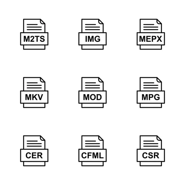 Ensemble Icônes Formats Fichiers — Image vectorielle