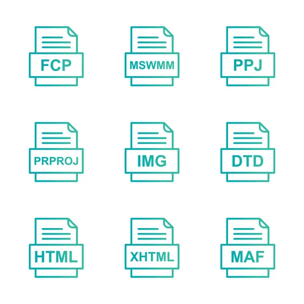 Набор Форматов Файлов Иконки — стоковый вектор