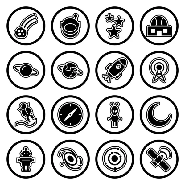 Set Von Astronomie Symbolen Auf Weißem Hintergrund Vektor Isolierte Elemente — Stockvektor