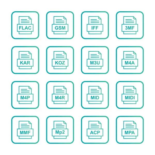 Ensemble Icônes Formats Fichiers — Image vectorielle