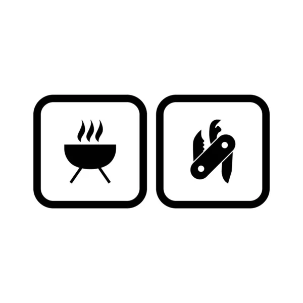 Set Van Camping Icons Witte Achtergrond Vector Geïsoleerde Elementen — Stockvector