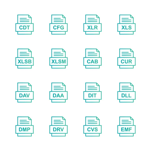 Ensemble Icônes Formats Fichiers — Image vectorielle