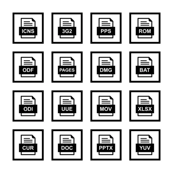 Ensemble Icônes Formats Fichiers — Image vectorielle