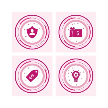 Beyaz arkaplanda 4 adet iş simgesi izole edildi...