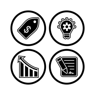 Beyaz Arkaplan Vektörü İzole Edilmiş Elementler Üzerinde 4 iş simgesi kümesi