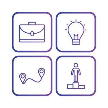 Beyaz Arkaplan Vektörü İzole Edilmiş Elementler Üzerinde 4 iş simgesi kümesi