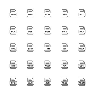 25 dosya biçimi simgesi kümesi