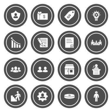 Beyaz Arkaplanda 16 iş simgesi izole edildi...