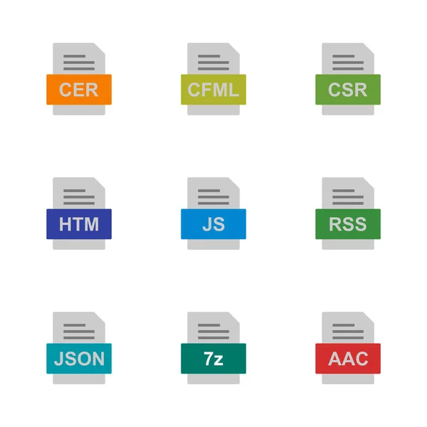 Ensemble Icônes Formats Fichiers — Image vectorielle