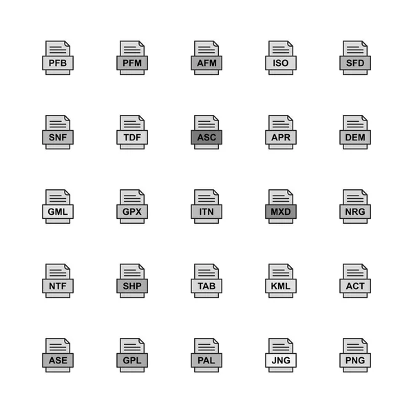 Set File Formats Icons — Stock Vector