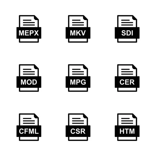 Set File Formats Icons — Stock Vector